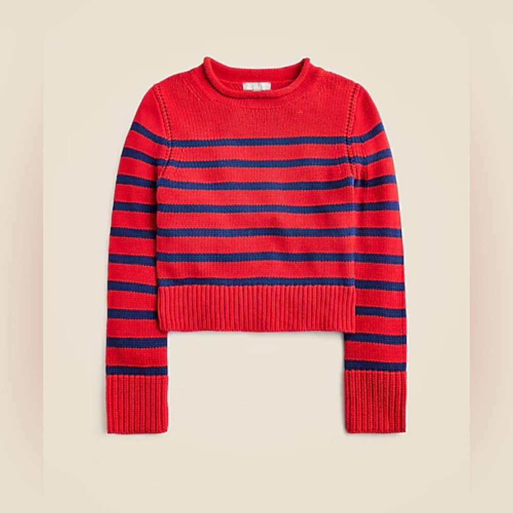 J Crew Heritage cotton Rollneck sweater in stripe - Size S - Red/Navy - NWOT